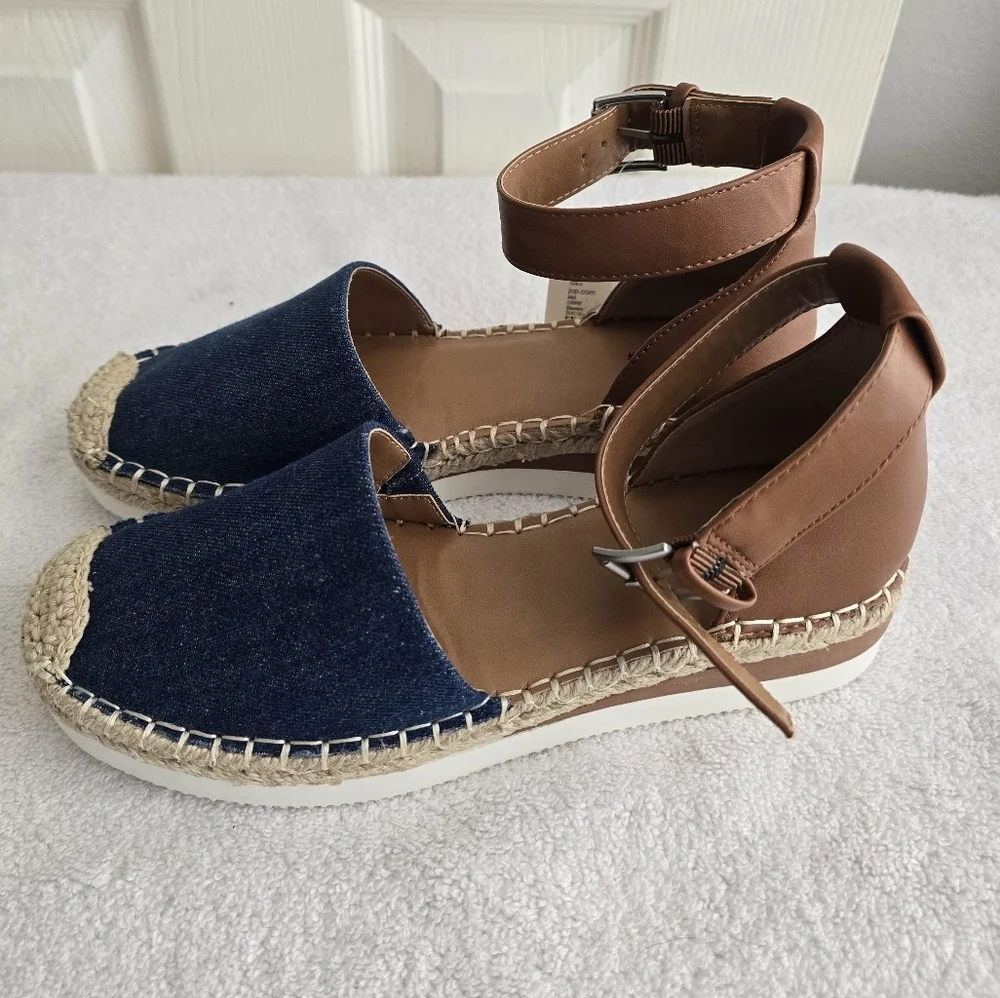Ana Carrie Denim Espadrille Sandals Size 6M